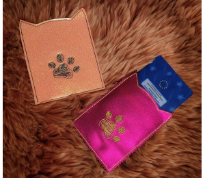 Stickserie ITH - Impfpasshülle Katzenkopf Ohren - 11 Motive Katze in 4 Varianten inkl. Blanko